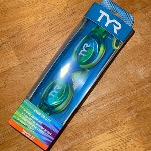TYR NWT Vesie tie-dye youth fit‎ goggles 10+ blue green
